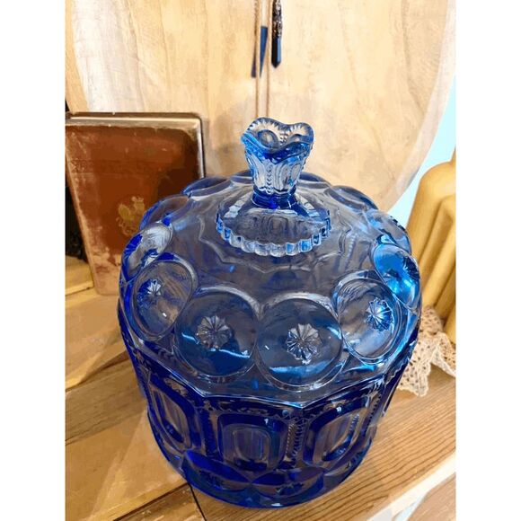 L.E. Smith Mould Weishar Moon and Star Glass Crystal Kimberlite Large Jardiniere - Picture 3 of 7